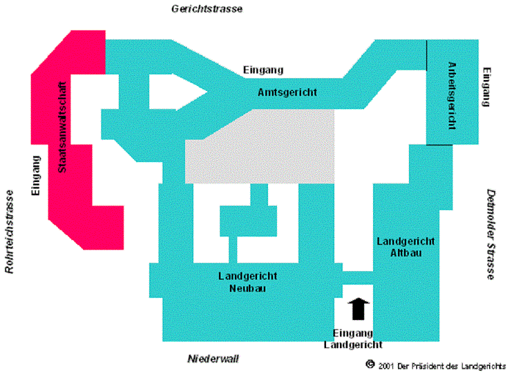 Lageplan des Gerichtszentrums